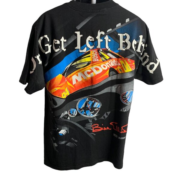 Vintage 1998 Bill Elliot Crewneck T Shirt L Black AOP Attack the Track McDonalds - Picture 5 of 9